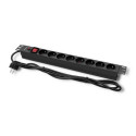 Qoltec 53996 Power strip for RACK 19" | 1U | 16A | PDU | 8xFRENCH | 2m