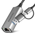 AXAGON ADE-TXCA Gigabit Ethernet Adapter, USB-C + USB-A - Titaan Hall