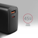 Axagon ACU-PQ45 QC 3.0, 4.0/AFC/FCP/PPS/PD, 45W, schwarz - Netzladegerät mit USB-A und USB-C Schnitt