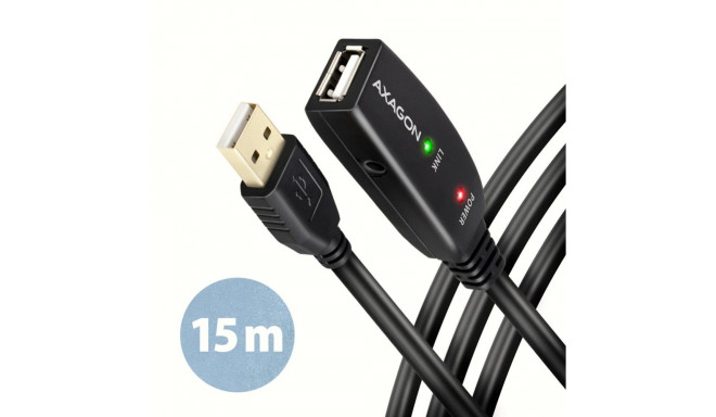 Axagon ADR-215 USB 2.0 A-M -> A-F aktiivne pikenduskaabel 15m must USB andmekaabel