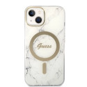 Set Guess GUBPP14SHMEACSH Case+ Charger iPhone 14 6.1" white/white hard case Marble MagSafe
