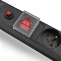 Power strip for RACK 19cali | 1U | 6A | PDU 6xSCHUKO | 2m