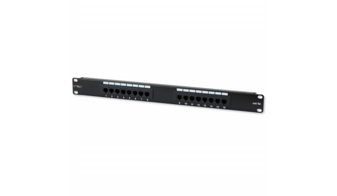 Patch panel 1U UTP 16xR J45 Cat.5e, black