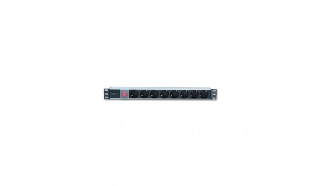 Rack 19 inches 1U 250V/16A, 8xSCHUKO, 3m