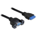 DeLOCK 0.5m USB 3.0 F/F USB cable USB A IDC Black