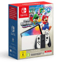 Nintendo Switch OLED + Super Mario Bros. Wonder + 12 kk Nintendo Online -pelikonsolipaketti, valkoin