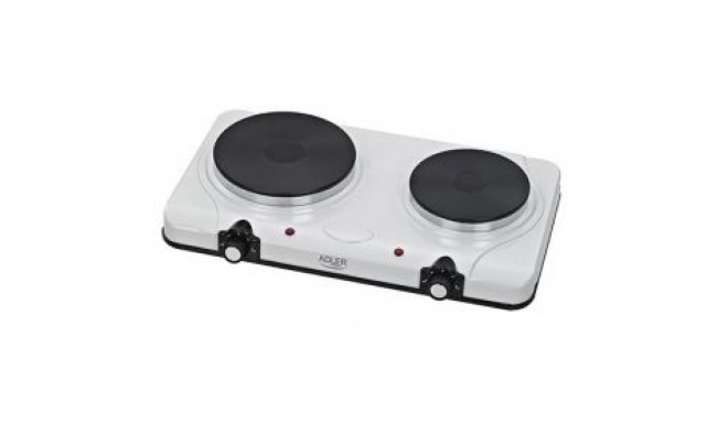 Adler Free standing table hob AD 6504 Number of burners/cooking zones 2, White, Electric stove, Elec