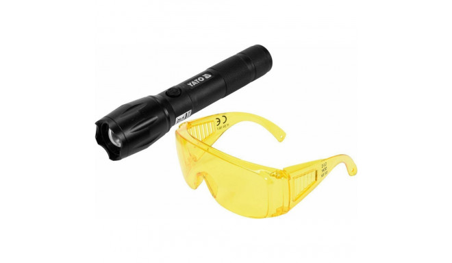 YT. 1W UV RECHARGEABLE FLASHLIGHT + GLASSES