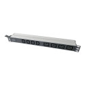 Digitus 1U alumiinium PDU, rack-kinnitusega, 4x C13, 4x C19 2x 16A pistik, 250VAC 50/60Hz avatud ots