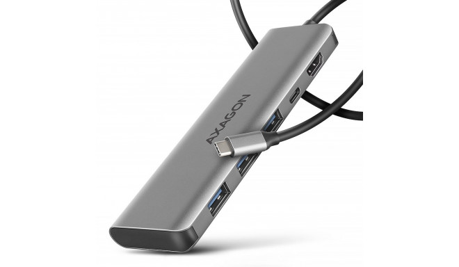 Axagon HMC-5H USB-C 3.2 Gen 1 hub 3x USB-A 4K HDMI PD 100W - Silber Wired USB 3.2 Gen 1 (3.1 Gen 1) 