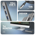 AXAGON HMC-5H USB-C 3.2 Gen 1 jaotur, 3x USB-A, 4K HDMI, PD 100W - Hõbedane