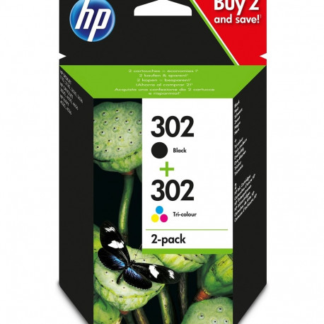 HP 302 2-pack must/kolmevärviline originaal tindikassetid