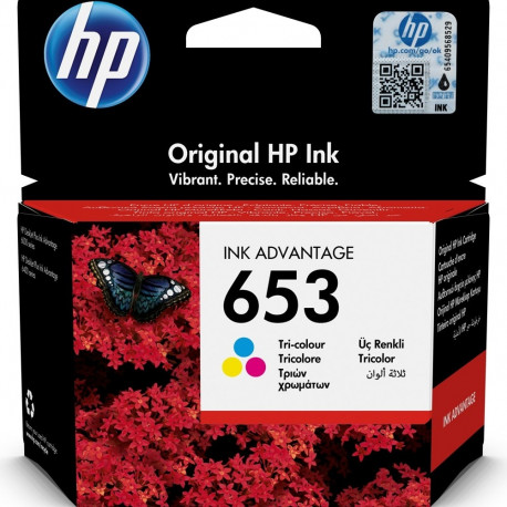 HP 653 originaal standardtootlikkusega tsüaan, magenta, kollane tindikassett 1 tk