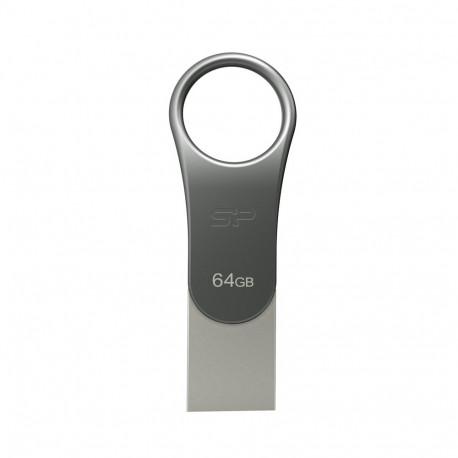 Silicon Power Mobile C80 USB flash drive 64 GB USB Type-A / USB Type-C 3.0 (3.1 Gen 1) Titanium