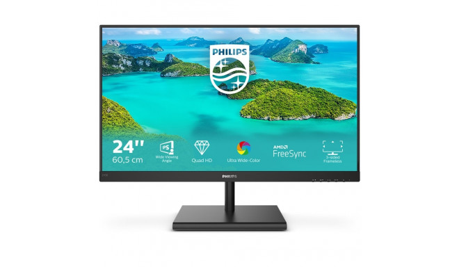 Philips E Line 245E1S/00 LED ekraan 60.5 cm (23.8") 2560 x 1440 pikslit 2K Ultra HD LCD must