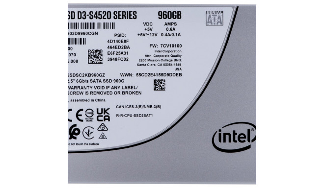 SSD Solidigm (Intel) S4520 960GB SATA 2.5" SSDSC2KB960GZ01 (DWPD up to 3)