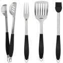 Grillimisvahendite komplekt Aktive 4 Tükid, osad Barbeque-grill Roostevaba teras 10 x 42 x 4 cm (4 Ü