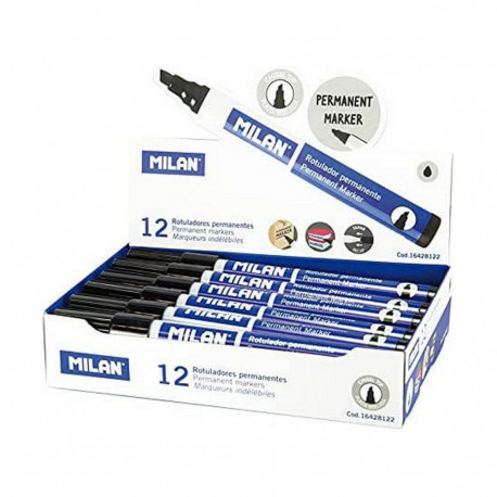 Püsimarker Milan 12 Ühikut Must PVC