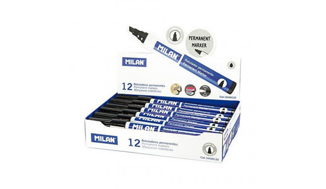 Püsimarker Milan 12 Ühikut Must PVC