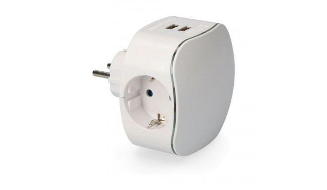 Wall Plug with 2 USB Ports EDM R40056 Thermoplastic Schuko Triple