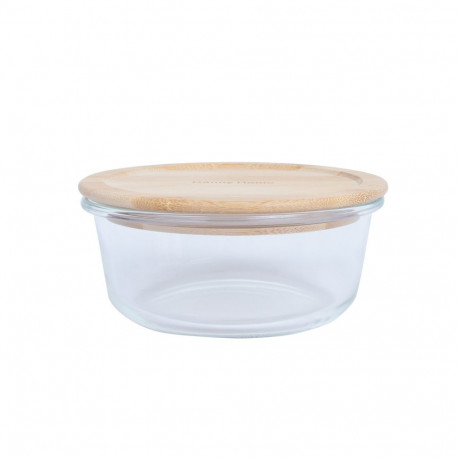 Bowl BOXY D15xH6cm 620ml, glass, bamboo lid