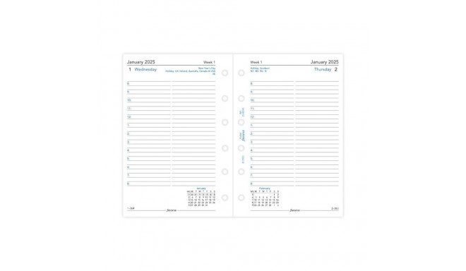 Kalendrisisu Filofax Pocket päev 1-lehel, ingliskeelne 2025a.