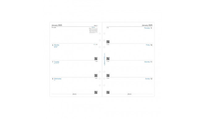 Kalendrisisu Filofax A5 nädal 2-lehel, ingliskeelne 2025a.