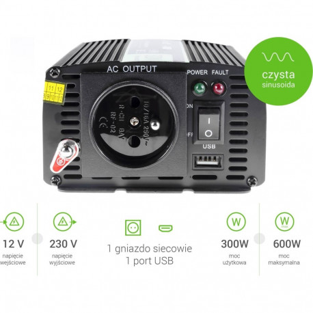 Green Cell 12V/230V 300W muundur