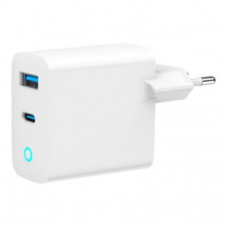 GEMBIRD USB-kiirlaadija 2-pordiline 30W GaN USB Type-C + USB-A LED, valge