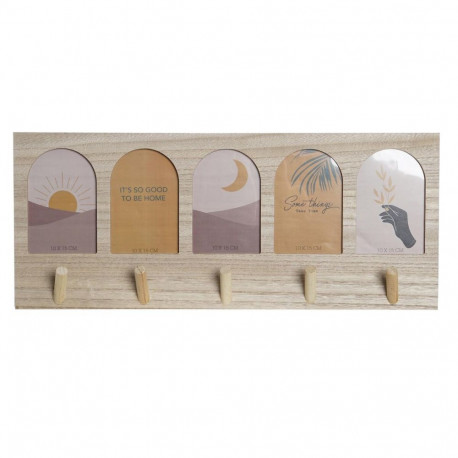 Coat rack DKD Home Decor 56 x 5 x 23,5 cm Natural Multicolour MDF Wood Boho