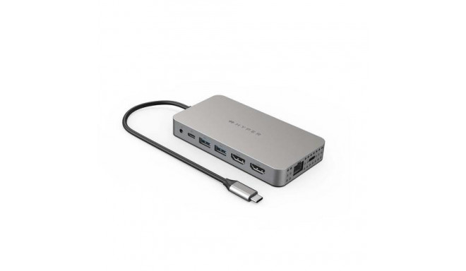 HYPER Dual 4K HDMI 10-in-1 USB-C Hub For M1/M2 MacBooks USB Type-C 104 Mbit/s Silver