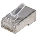 Intellinet RJ45 Modular Plugs, Cat5e, STP, 3-prong, for solid wire, 15 µ gold plated contacts, 100 p