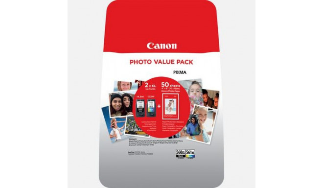 Canon tint PG-560XL/CL-561XL Photo Value Pack CMYK + fotopaber 50 lehte 10x15cm GP-501