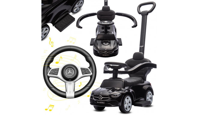Jeździk pchacz chodzik dla dziecka Mercedes C-Class z popychaczem i podnóżkiem czarny