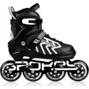 Spokey Khan recreational adjustable roller skates, black, sizes 31-34