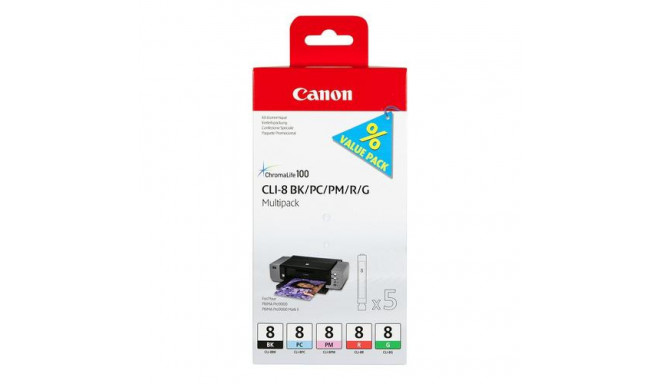 Canon CLI-8 BK/PC/PM/R/G 5 Ink Cartridge Multipack