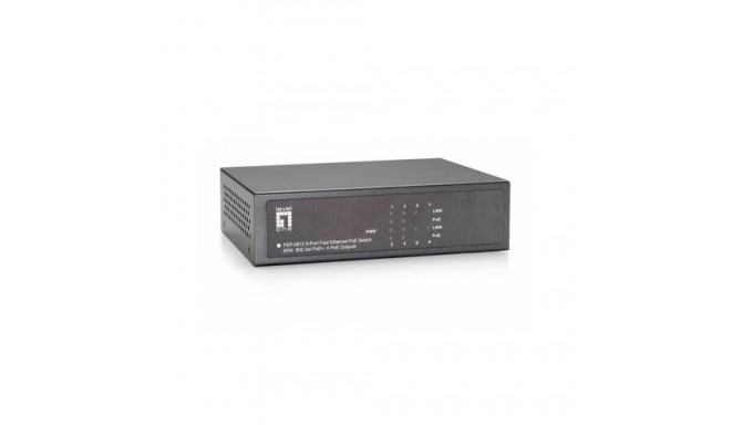 LevelOne 8-Port Fast Ethernet PoE Switch, 802.3at/af PoE, 4 PoE Outputs, 65W