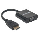 Manhattan HDMI to VGA Converter cable, 1080p, 30cm, Male to Female, Equivalent to HD2VGAE2, Micro-US