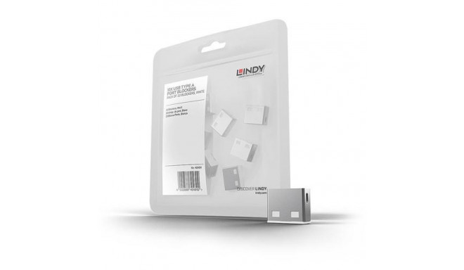Lindy USB Port Blocker (without key) - Pack of 10, Colour Code: White