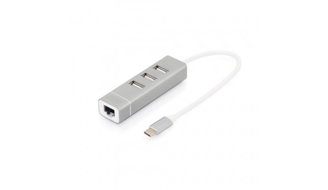 Digitus USB Type-C™ 3-Port Hub + Fast Ethernet LAN Adapter