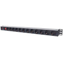 Intellinet Vertical Rackmount 12-Way Power Strip - German Type, With On/Off Switch and Overload Prot