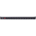 Intellinet Vertical Rackmount 12-Way Power Strip - German Type, With On/Off Switch and Overload Prot