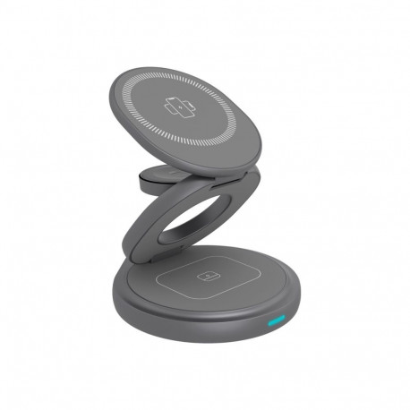 Raidsonic 3 in 1 foldable magnetic charging stand for mobile phone, earpods and smartwatch, Aluminiu
