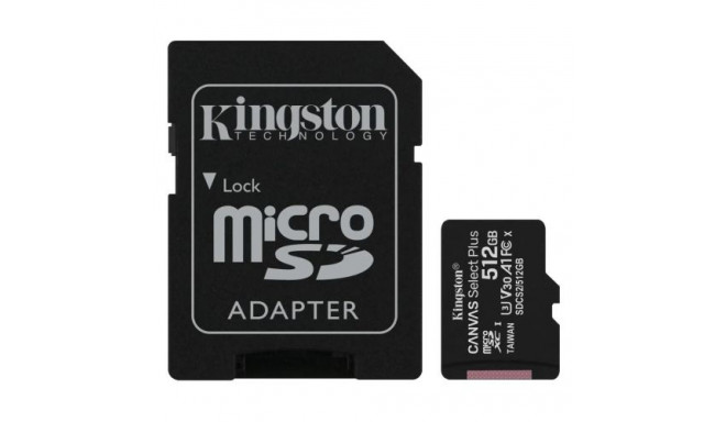 Kingston MicroSD Card Canvas Select Plus 512GB Class 10 UHS-I + Adapter Black EU (SDCS2/512GB)
