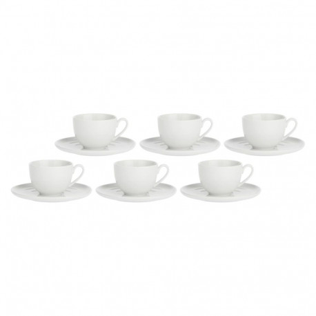 Set of 6 Corte Saucer Tea Cups - White, 200 ml