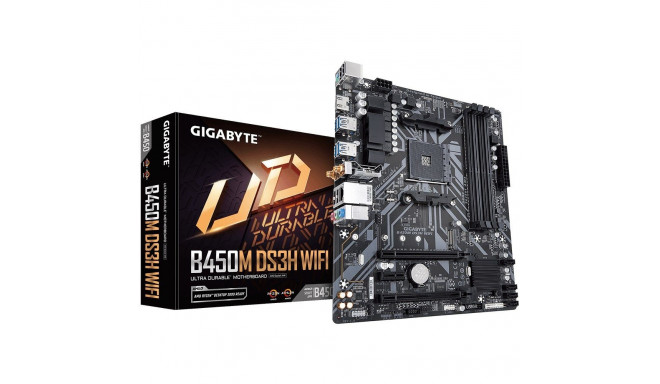 GIGABYTE B450M DS3H WIFI Motherboard - Supports AMD Series 5000 CPUs, up to 3600MHz DDR4 (OC), 1xPCI