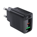 Acefast A78 GaN USB-A / USB-C PD 20W network charger - black