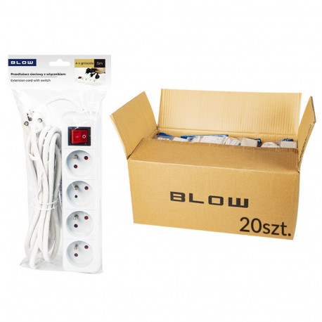 98-536# võrgupikendus pr-470wsp 4-pesaga maandusega+lüliti 5 m (20 tk.)