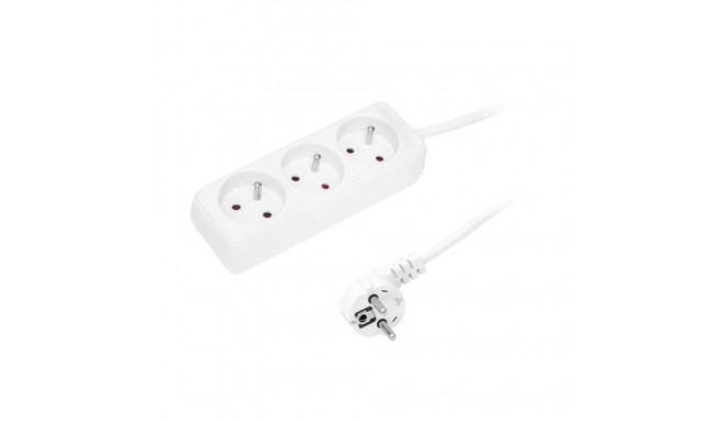 98-711# Toitevõrgu pikendus Juhtmega pr-370p 3-pistikupesa maandusega 1,5m valge 3x1,5mm