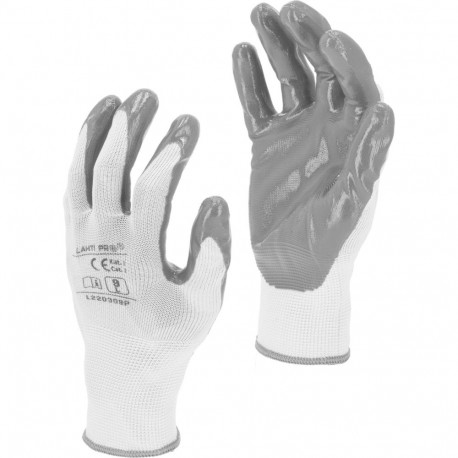 Nitrillist hall-valged kindad l220309p, 12 paari, "9", ce, lahti